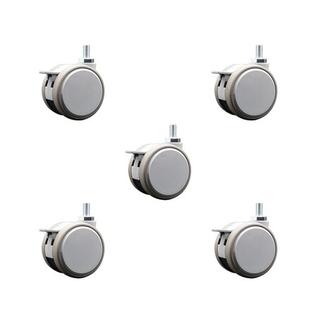Service Caster 2.375 Inch MRI Safe Casters with Brakes, 3/8 Inch Threaded Stem, Set of 5 -SCC, 5PK SCC-TS02S60-TPR-GRY-B-381634-MRI-5